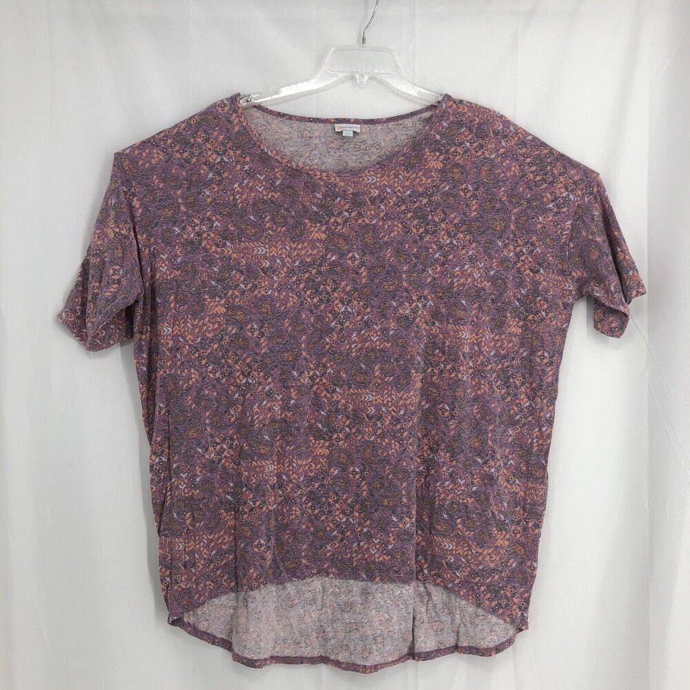 Lularoe Women's Top 2 XL XXL Irma Tunic Purple Paisley Polyester Spand